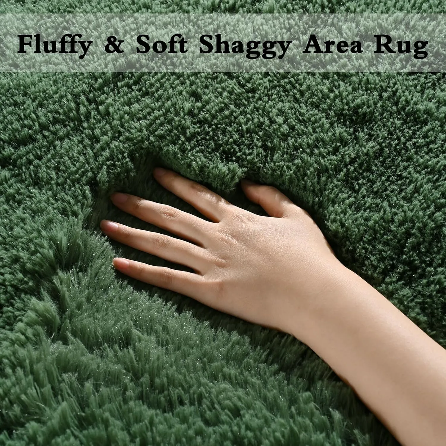 DweIke Area Rugs for Bedroom Living Room, 4x6 Fluffy Dark Green Rug Non-Slip Carpet for Kids Boys Girls Teen Dorm Nursery Home Decor, Super Soft Shaggy Plush Indoor Bedside Carpets