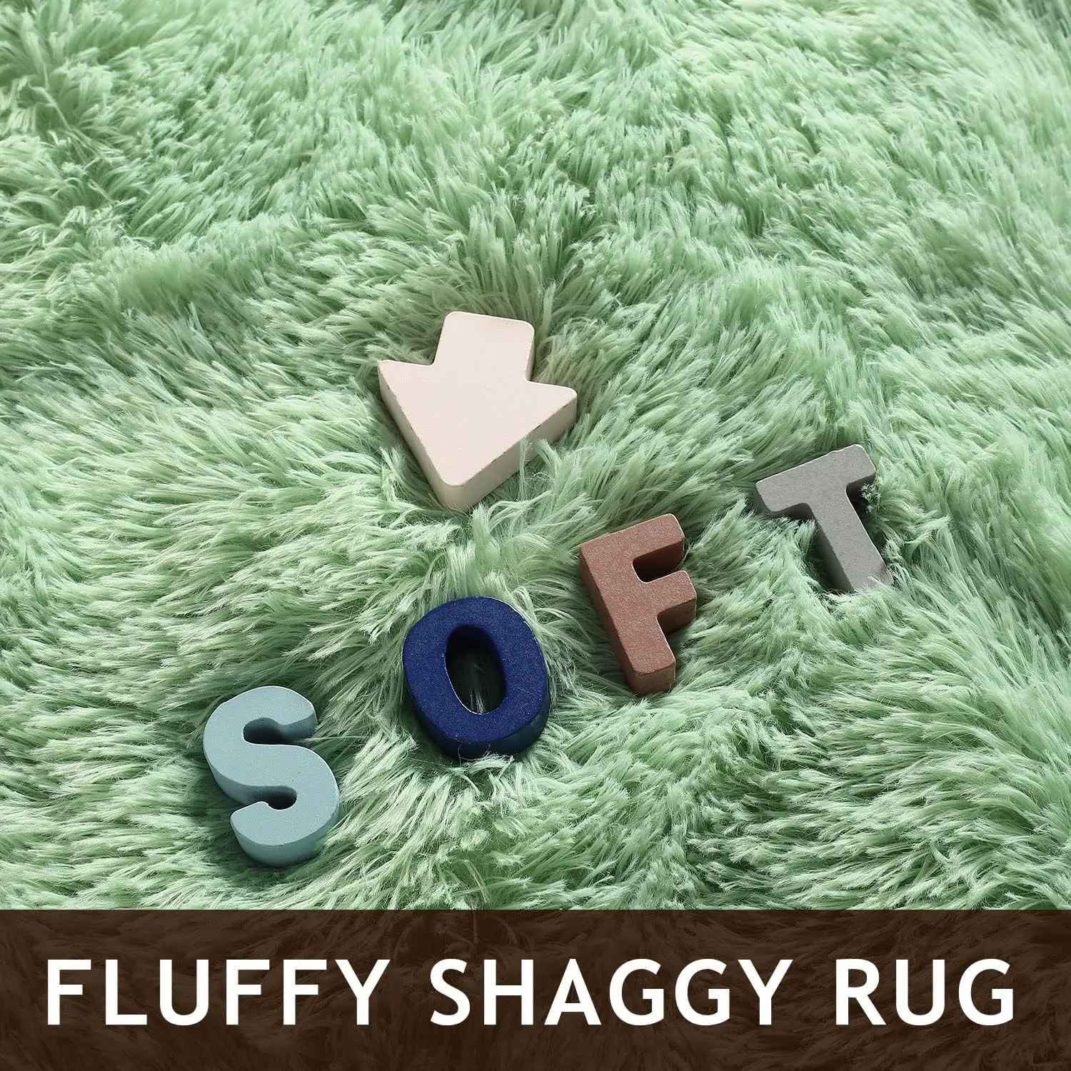 DweIke Super Soft Shaggy Rugs Fluffy Carpets, 4x6 ft Sage Green Area Rug for Living Room Bedroom Girls Kids Room Nursery Home Decor, Non-Slip Washable Plush Indoor Floor Bedside Carpet