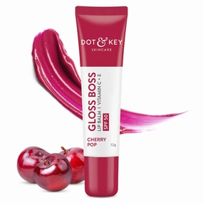 eartheasy Women's Cherry Lip Balm SPF 50 | Moisturization |For Smooth and Brightens Lips | Shea Butter with Vitamin E|Tinted Lip Balm for Glossy, Buttery |with Vitamin C for Dark Lips (12gm)