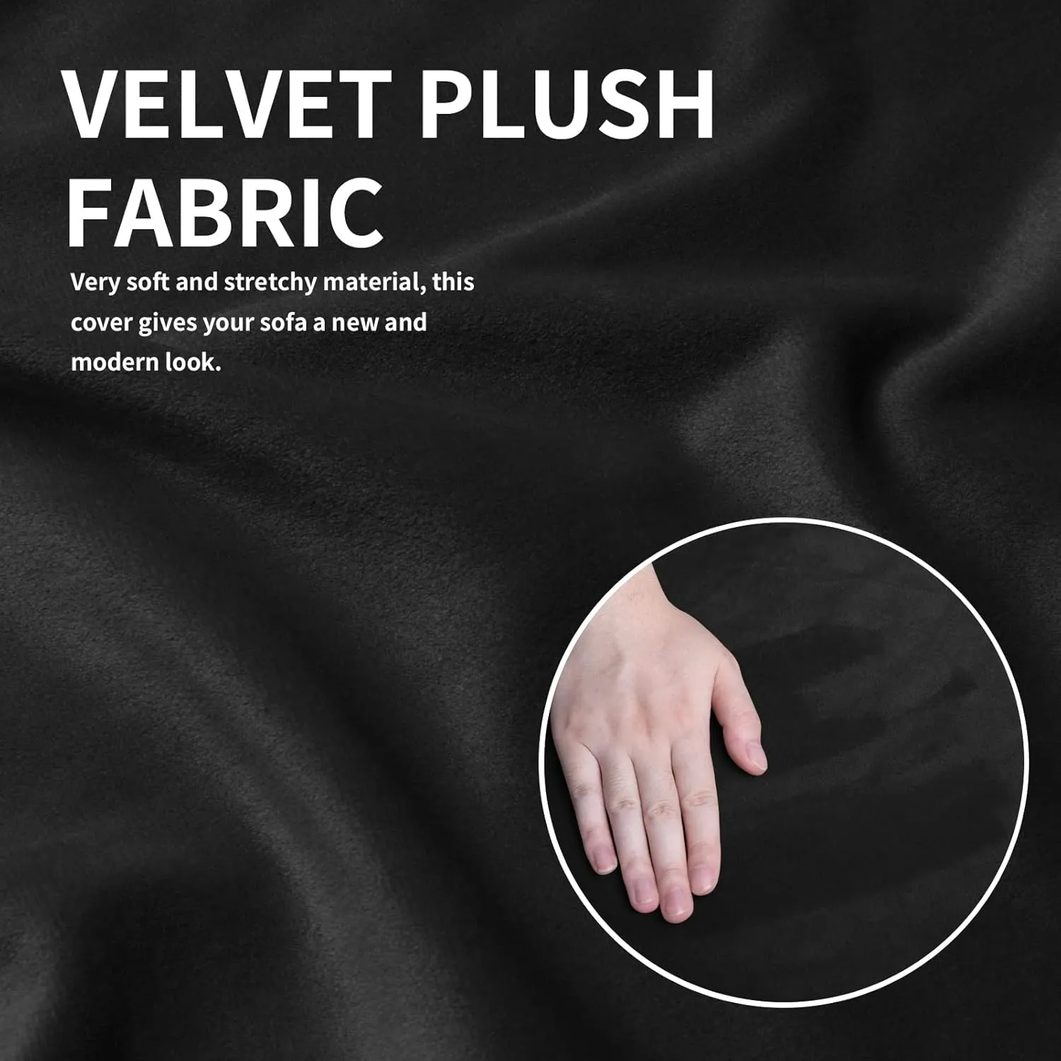 Easy-Going Stretch Velvet Chesterfield Style Couch Slipcover for Living Room, Soft Non-Slip Sofa Cover Furniture Protector for Dogs (Sofa, Black)