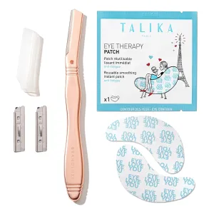 Eco-Friendly RoseGold Dermaplaning Starter Kit for Face, Eyebrow Shaping, Hair Removal & Exfoliation   Talika Eye Therapy Patch for Instant Smoothing, Dark Circles, Puffiness & Tired Eyes