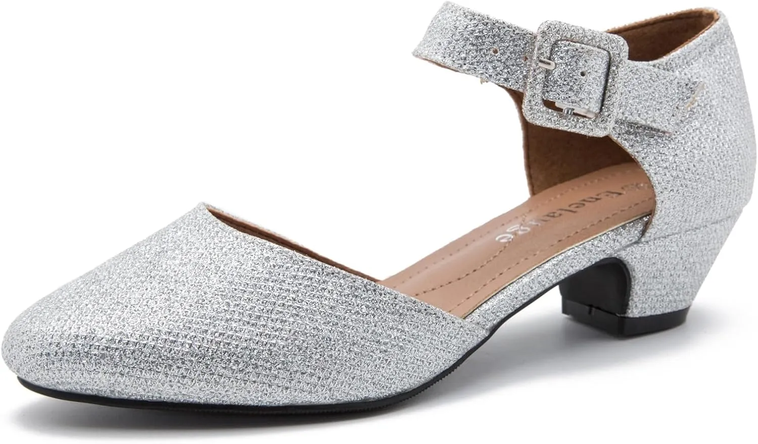Enelauge Women's Ankle Strap Closed Toe Low Chunky Heel Dress Work Pumps