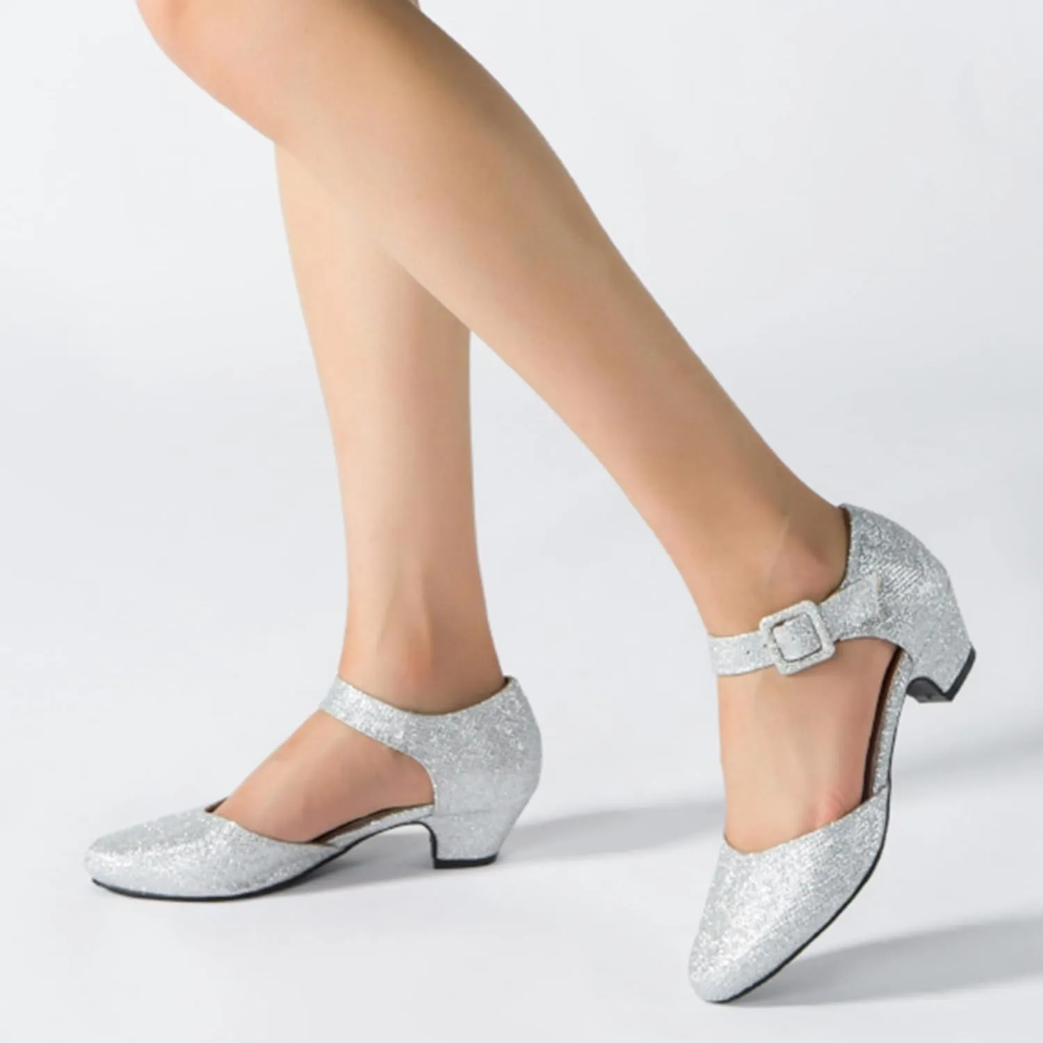 Enelauge Women's Ankle Strap Closed Toe Low Chunky Heel Dress Work Pumps