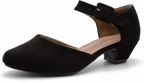 Enelauge Women's Ankle Strap Closed Toe Low Chunky Heel Dress Work Pumps