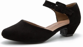 Enelauge Women's Ankle Strap Closed Toe Low Chunky Heel Dress Work Pumps