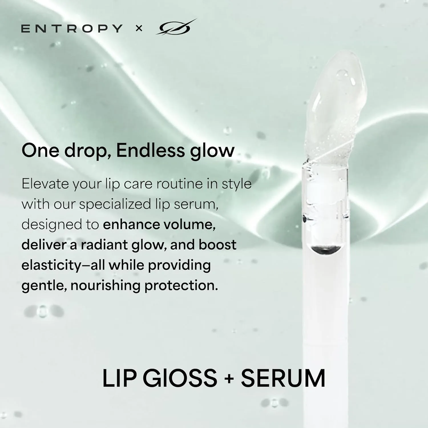 ENTROPY Makeup Charm Ultra Glossy Lip Serum, Nourish Lip Care with Amino Complex, Hydrating, Cooling Care, Non-Sticky, High Shine Finish, Crystal Clear