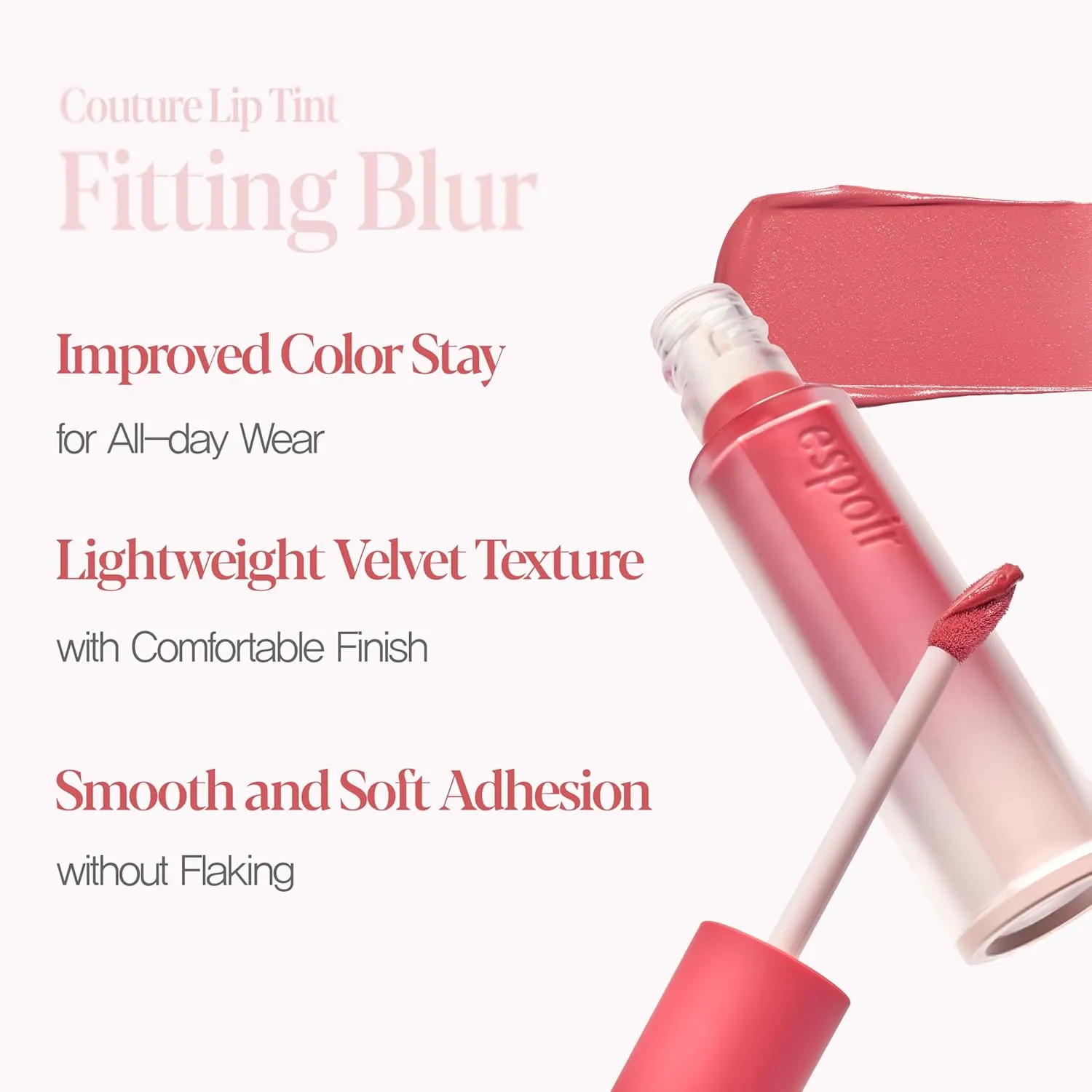 espoir Couture Lip Tint Fitting Blur #3 Sour Peach 0.14oz | Soft and Creamy Color for Blurry Lip Look | Smudge-Proof Fixing Lip Stain | Lightweight and Comfortable Matte Finish