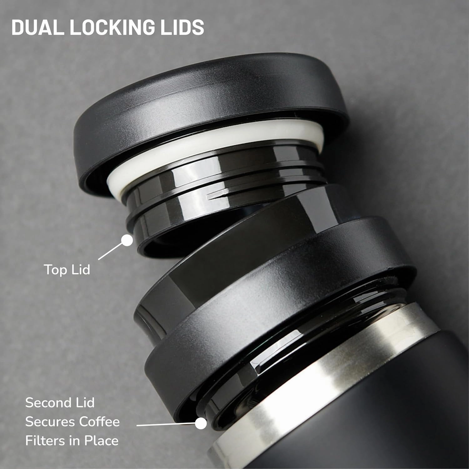 ESPRO P1 12 Ounces French Press Coffee Maker for Travel, Double-Walled Stainless Steel Vacuum Insulated, Matte Meteorite Black