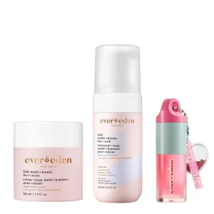 Evereden Happy Kids Skin & Lips Routine - Multi-Vitamin Face Wash & Face Cream Peach & Tinted Lip Oil Sakura Pink Set - Clean & Vegan Skin Care for Kids 3  - Moisturizing, Nourishing, & Protective