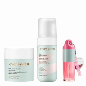 Evereden Happy Kids Skin & Lips Routine - Multi-Vitamin Face Wash & Face Cream Melon & Tinted Lip Oil Sakura Pink Set - Clean & Vegan Skin Care for Kids 3  - Moisturizing, Nourishing, & Protective