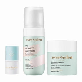 Evereden Kids Happy Face Duo - Melon Juice & Lip Balm, Multi-Vitamin Face Wash & Cream Set - Clean, Vegan Skin Care for Kids 3 