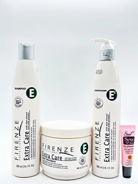 Extra Care Shampoo & Conditioner 300ml/10.1 fl oz and Mask Treatment with Aloe extract & Milk protein 4000ml/13.5 fl oz- Free Starry Lip Gloss, Clear
