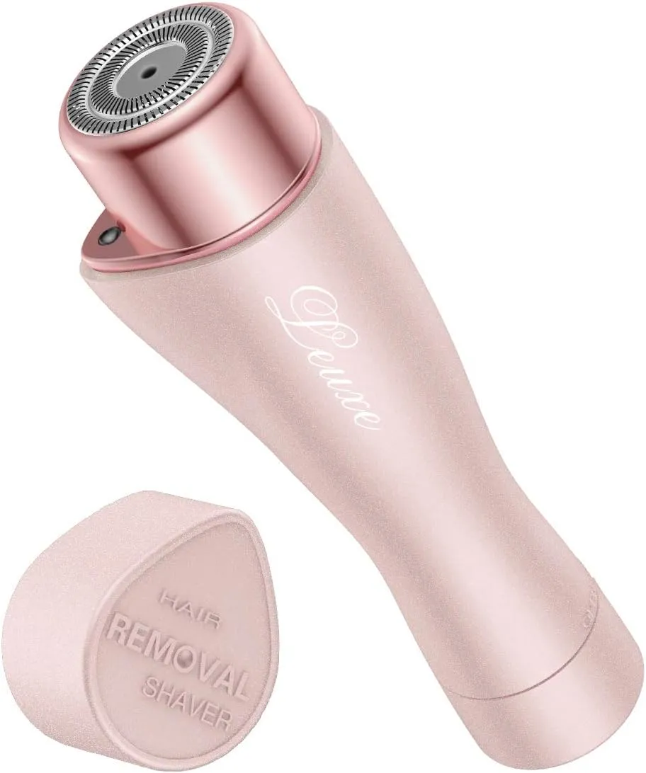 Facial Hair Remover for Women, Leuxe Painless Hair Removal Waterproof Shaver Razor with LED Light for Peach Fuzz Fine Hair Chin Cheek Upper Lip (Rose)