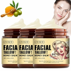 Facial Tallow Honey Balm, Natural Tallow and Honey Balm, Facial Beef Tallow Moisturizer, Nourishing Crema De Cebo De Res Para La Cara, Repair Soothing Sensitive Skin (3)