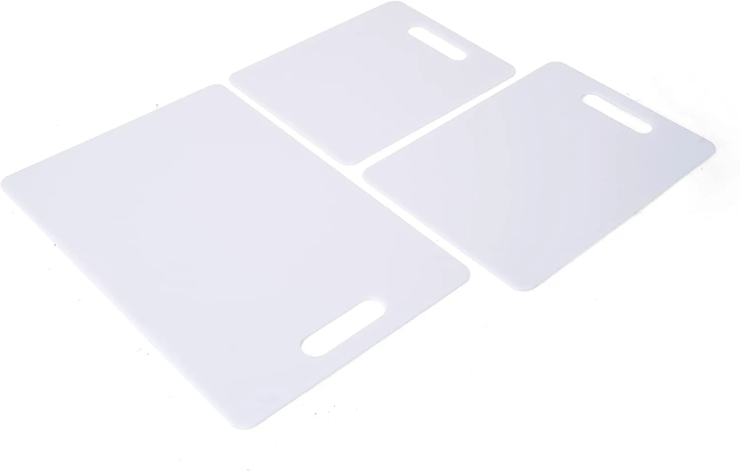 Farberware Plastic Cutting Board Set, Dishwasher- Safe Poly Chopping Board for Kitchen with Easy Grip Handles, Set of 3, White