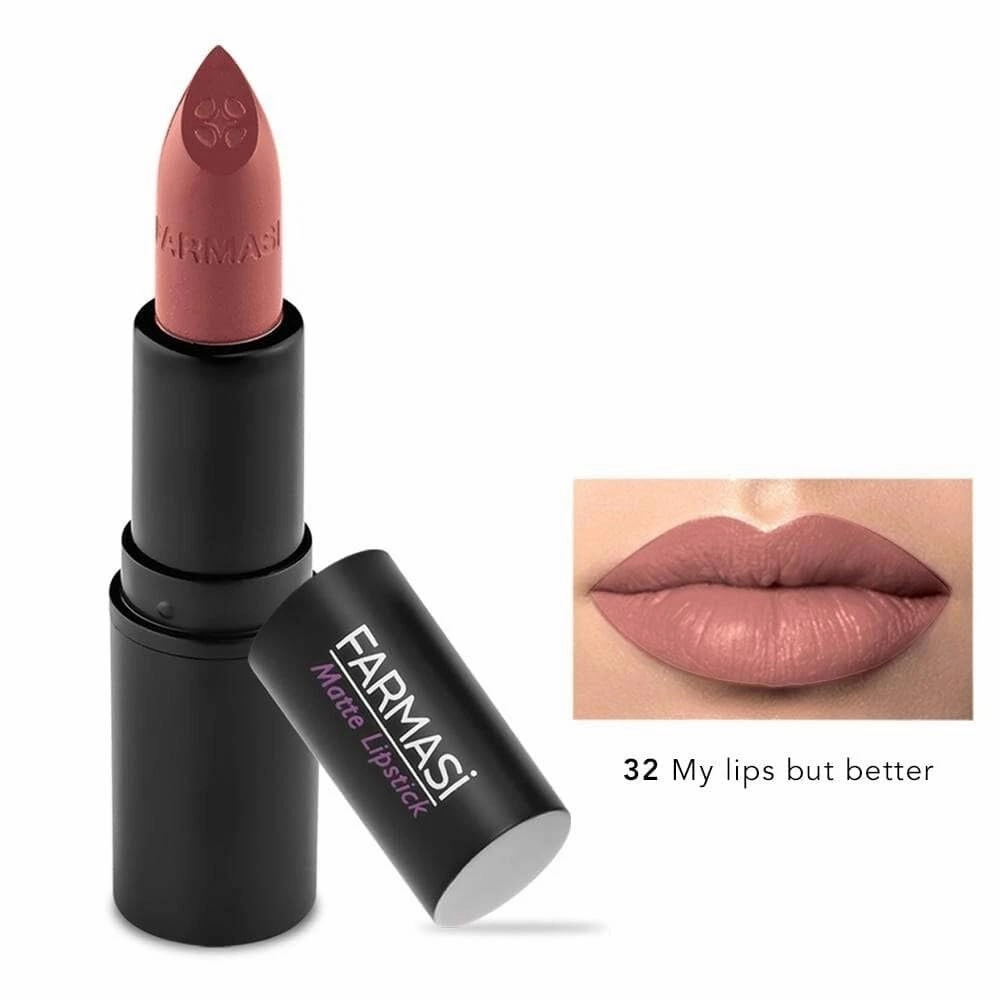 Farmasi Matte Lipstick MY LIPS BUT BETTER 32 – High Pigment Rich Color Long-Lasting Lipstick for All-Day Wear Smooth Velvety Matte Finish Lightweight Comfortable Texture 4g/0.14oz Lip Makeup for Women
