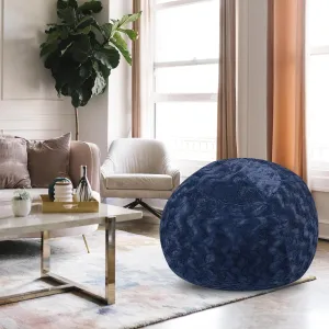 Faux Fur Bean Bag Chair for Cozy Relaxation, Soft and Stretchable Fabric, for Kids and Adults, Navy 5ft