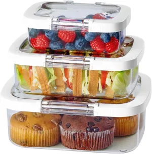 Felli Duo Loc Lunch Meal Prep Containers Microwave Safe Tritan Plastic BPA FREE, Leak Proof Food Storage Container for Leftovers Kitchen Fridge Freezer, Reusable On the Go Travel Box (Beginner 3pk)