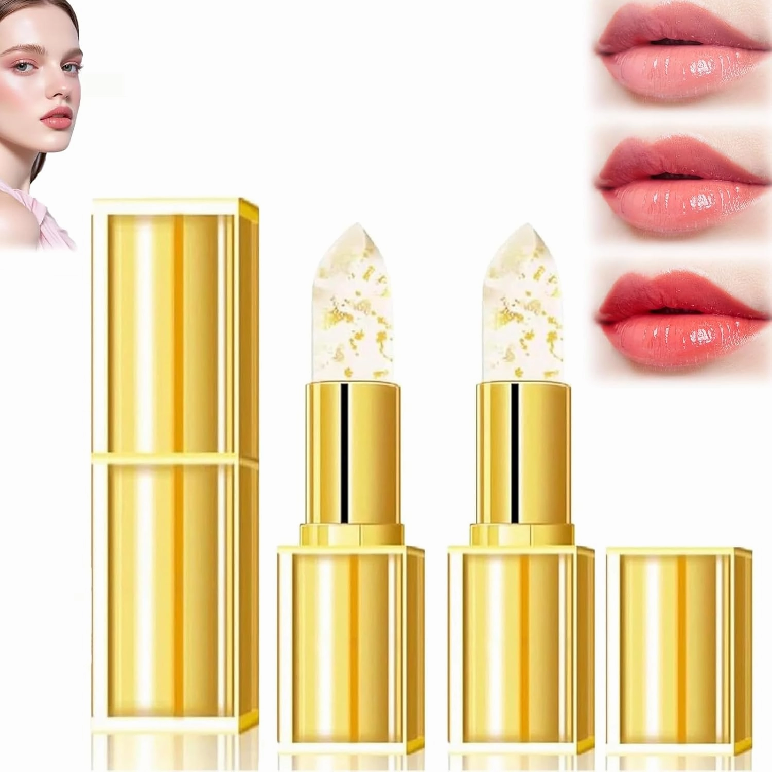 Filgaentrme Lipstick, Markforlove Lipstick, Hard PointingLipstick, Transfer Proof Color ChangingLipstick, Beneficial Lip Stain Long Lasting 24 Hours, Moisturizing Glossy Shine (2Pcs)