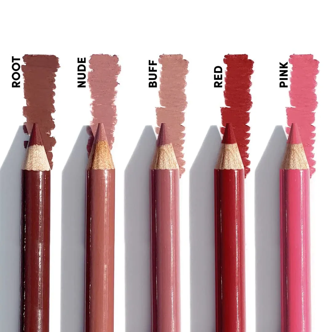 FITGLOW Beauty Vegan Lip Liner Pencil | Long-Lasting Lip Enhancer with Blending Brush | Hydrating Plumping Lip Liner | Smudge-Proof Lip Perfector | Define Shape & Fill | Root, 1.1g
