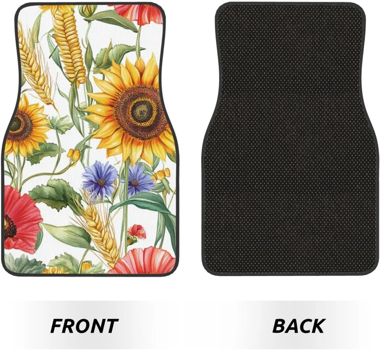 Floor Mats for Cars Full Set Flower Sunflower Popies Automotive Car Mats Velvet Floor Mat Carpet Universal Fit for SUV Sedan Car Van
