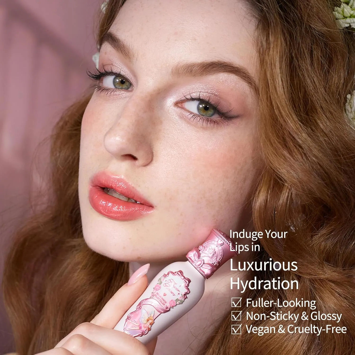 Flower Knows Midsummer Fairytales Coating Lip Lacquer,Glowy Non-Fading Lip Gloss,Hydrating Tinted Lip Oil for Girls&Women,Vegan & Cruelty Free,0.17Fl Oz(G03 Firefly)