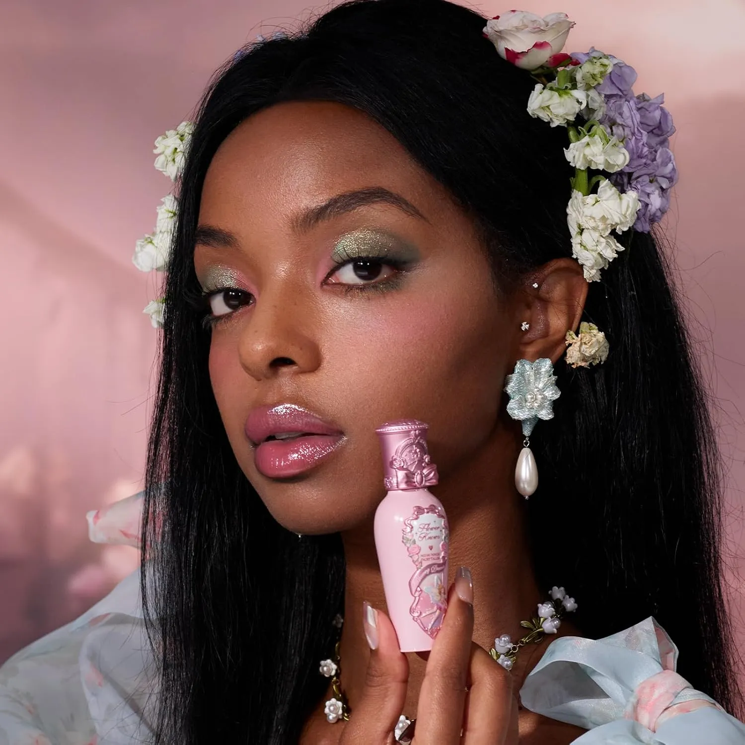 Flower Knows Midsummer Fairytales Coating Lip Lacquer,Glowy Non-Fading Lip Gloss,Hydrating Tinted Lip Oil for Girls&Women,Vegan & Cruelty Free,0.17Fl Oz(G05 Freesia)