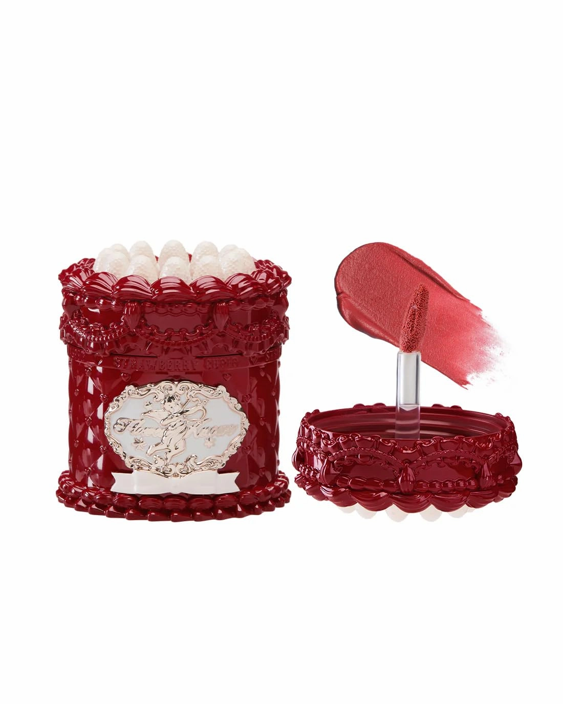 Flower Knows Strawberry Cupid Cake Lip Cream,Velvety-Smooth Matte Liquid Lipstick,Hydrating,Smudge-proof & Stain-Free Lip Stain(V09 Velvet,0.17 Fl Oz)