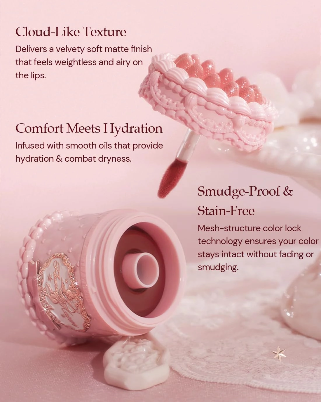 Flower Knows Strawberry Cupid Cake Lip Cream,Velvety-Smooth Matte Liquid Lipstick,Hydrating,Smudge-proof & Stain-Free Lip Stain(V09 Velvet,0.17 Fl Oz)