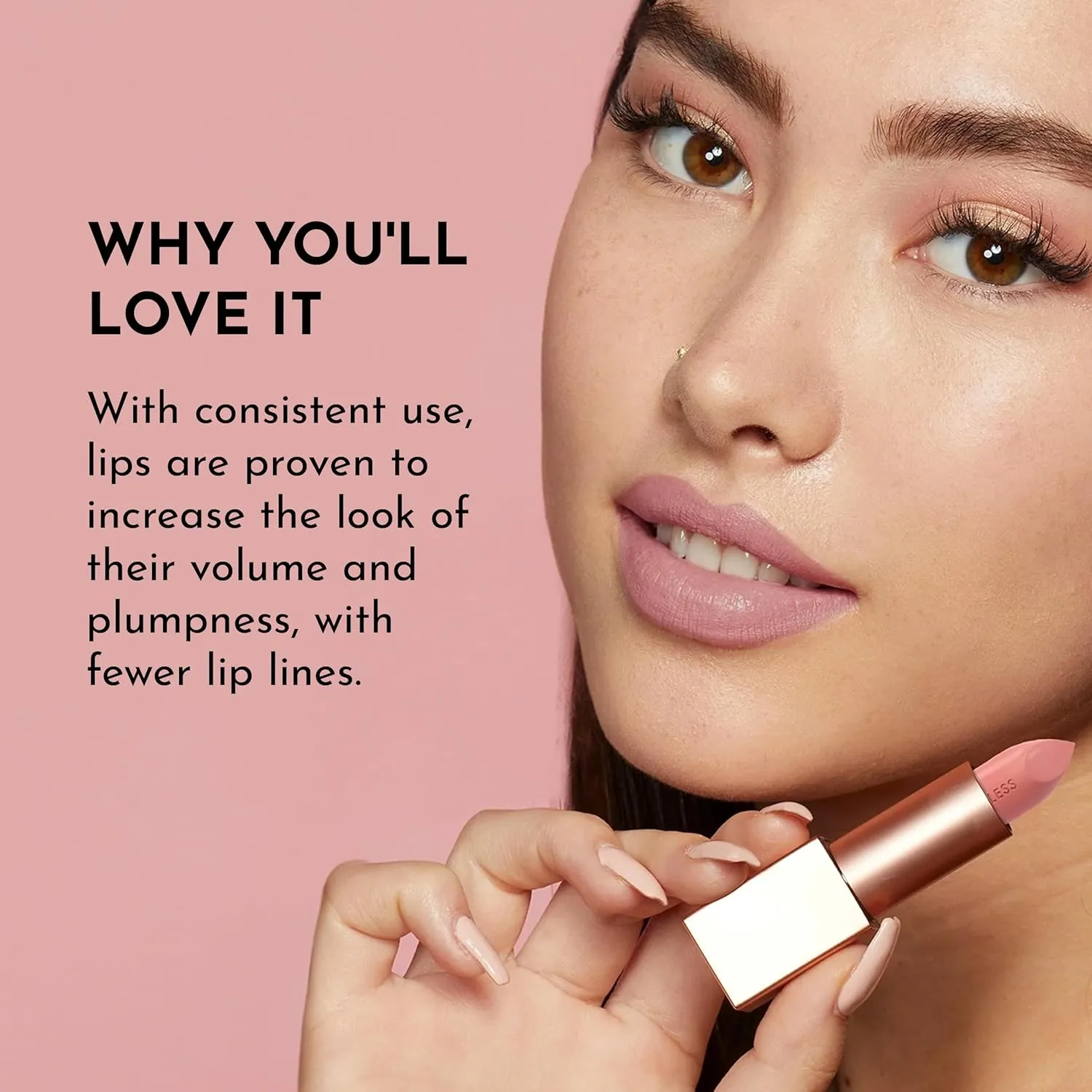 Forget the Filler Lip-Plumping Line-Smoothing Satin Cream Lipstick, Platinum, Pink, 0.1 Ounce
