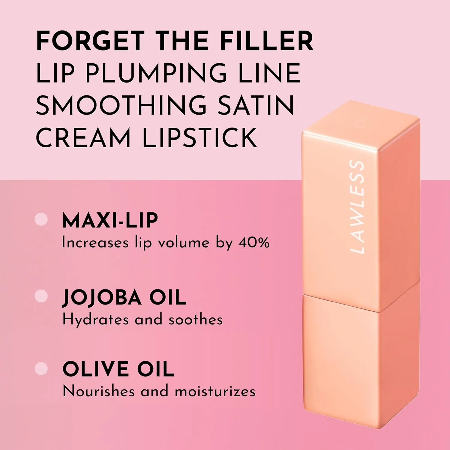 Forget the Filler Lip-Plumping Line-Smoothing Satin Cream Lipstick, Platinum, Pink, 0.1 Ounce