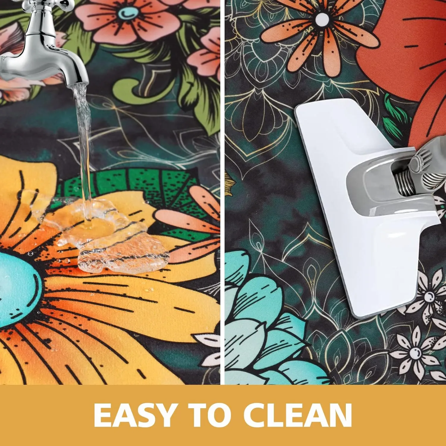 FRAMICS Kitchen Mats Sets 2 Piece, Cushioned Anti Fatigue Kitchen Mats, Washable Kitchen Rugs, Non-Slip Kitchen Floor Mats, Boho Floral Kitchen Rugs, Multicolor, 17.3"x30" 17.3"x47"