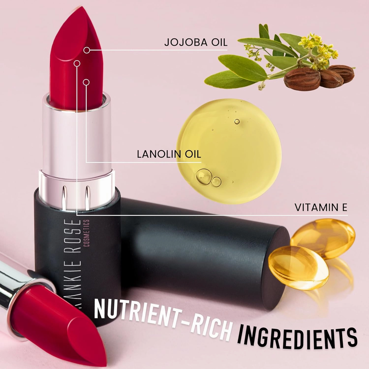 Frankie Rose Long Lasting Lipstick for Women | Smudge Proof Lipstick Enriched with Jojoba Oil | Buildable Lip Colors, Suitable For All Skin Tones | Cruelty-Free Lip Makeup | Raven