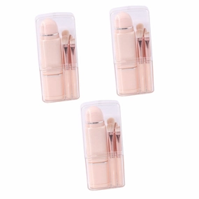 FRCOLOR 3sets Portable Makeup Brush Kit Dual Ended Cosmetic Brushes for Eyeshadow Blush Loose for Easy Application Cleaning for Travel