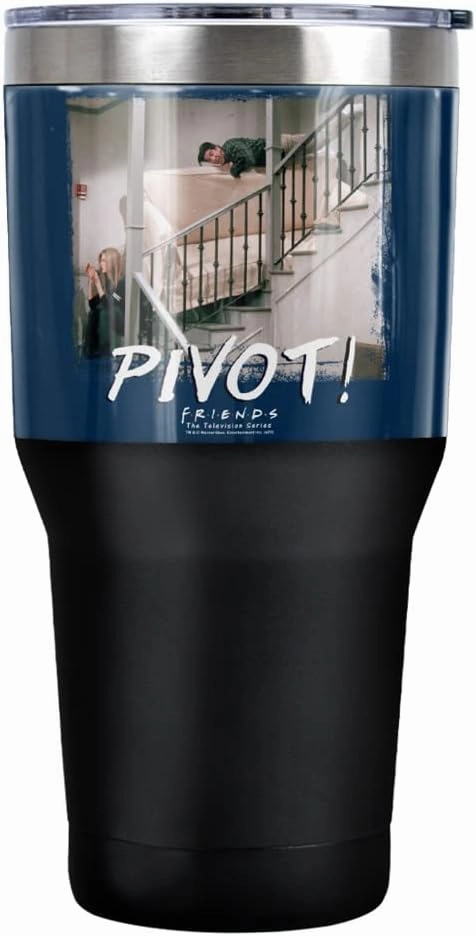 Friends Pivot Stainless Steel Tumbler 30 oz Coffee Travel Cup, Vacuum Insulated & Double Wall with Leakproof Sliding Lid