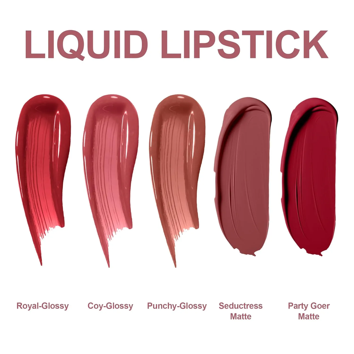 FV 3pcs Liquid Lipstick with High-Shine Finish, Highly Pigmented & Nourishing Formula, Long Lasting Lip Gloss for Women, Vegan & Cruelty-free, Royal Coy Punchy, 3.5mlx3