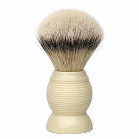 G.B.S Silvertip Badger Bristle Shaving Brush, Faux Ivory Resin Handle, Bristles Generates High Lather Shiny Handle, 4.5 Inches Tall