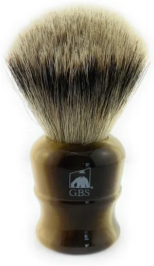 G.B.S Large Silvertip Badger Shaving Brush with Faux Horn, Horn Handle Creates Lather & Soft Bristles for Wet Shavers