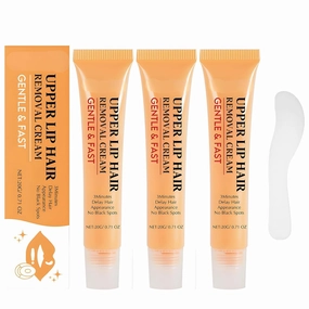 Gentle & Fast Upper Lip Hair Removal Cream for Women/Men - Facial Body Hair Remover Sensitive Skin with Aloe, Natural Depilatory Cream Includes White Scraper for Smooth Hydrated Skin (3)