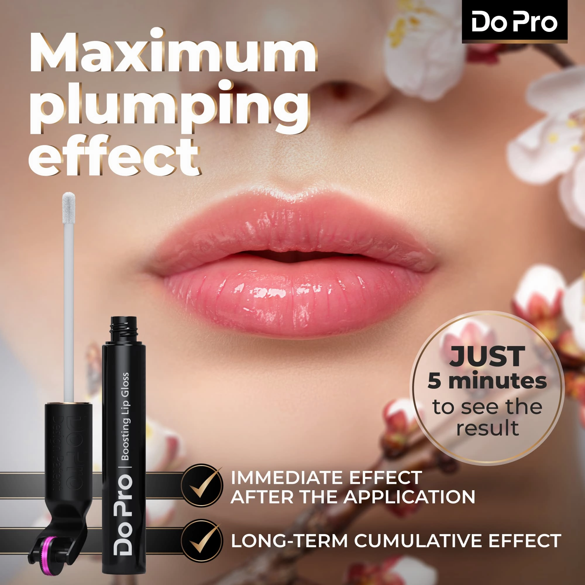 Gentle Lip Lift Stick Boost-In - Plumper Stick with Anti-Aging Stimulating Roller, Plumping Lip Stick with Hyaluronic Acid, Collagen, Vitamin C & E - Volumizing & Hydrating Lip Plumping Serum - 5ml