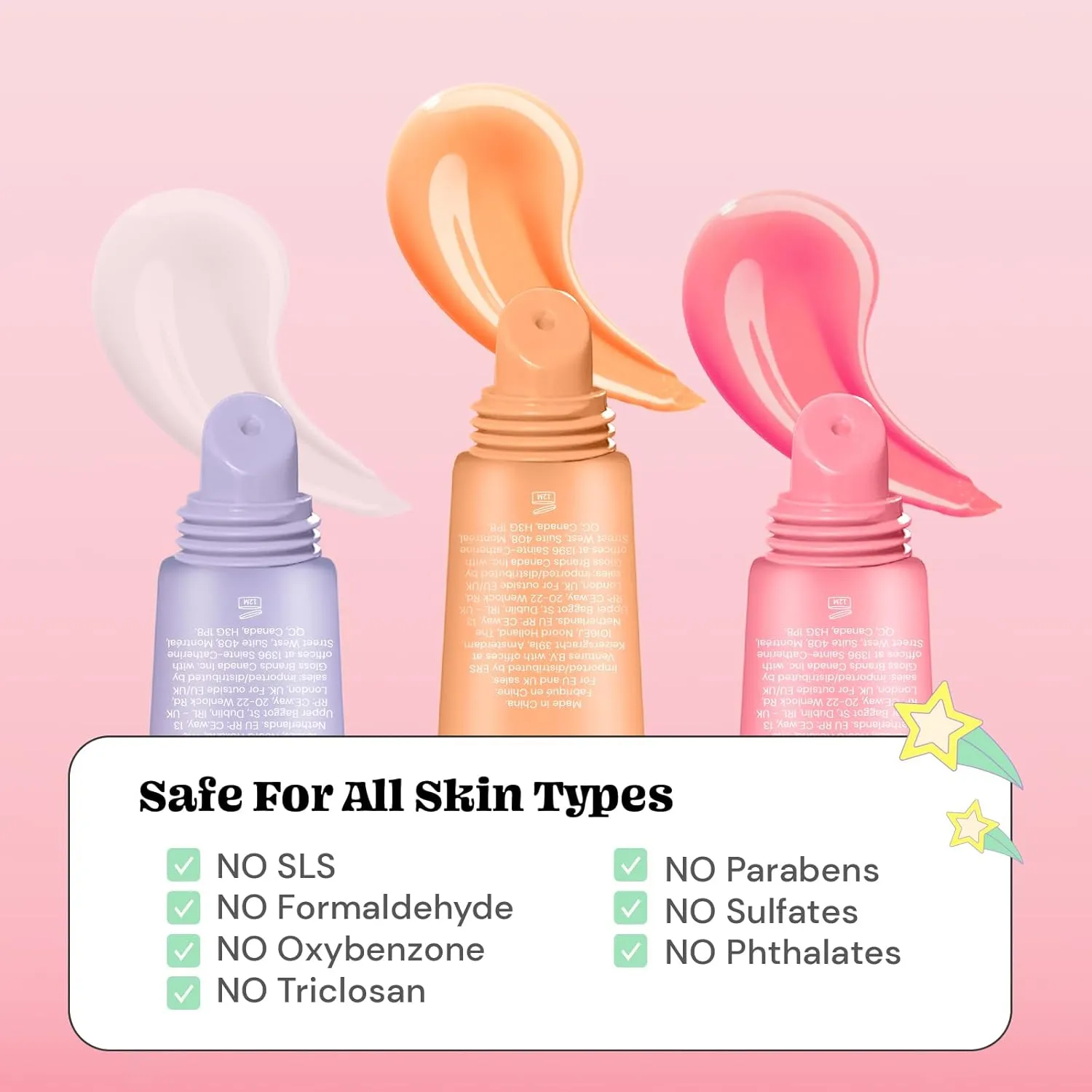 Glossmetics Glossy & Glazed Collection - Overnight Mask for Dry Lips, Fruit Butter Hydrating and Moisturizing Balm for Soft, Smooth Lips - Assorted Glaze, Pack of 3