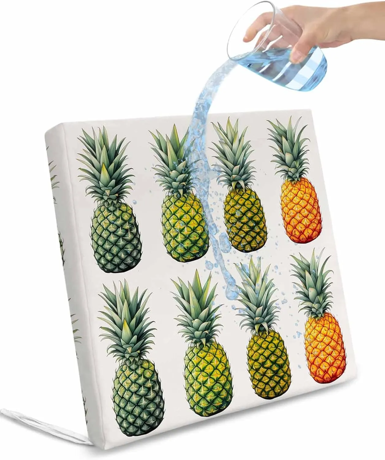 Gradient Pineapple Outdoor Cushion Chair Cover Set of 2 - Waterproof Couch Seat Covers, Watercolor Modern Fruit Patio Furniture Protector Cushions Slipcovers for Sofa/RV, 22"x22"x4"