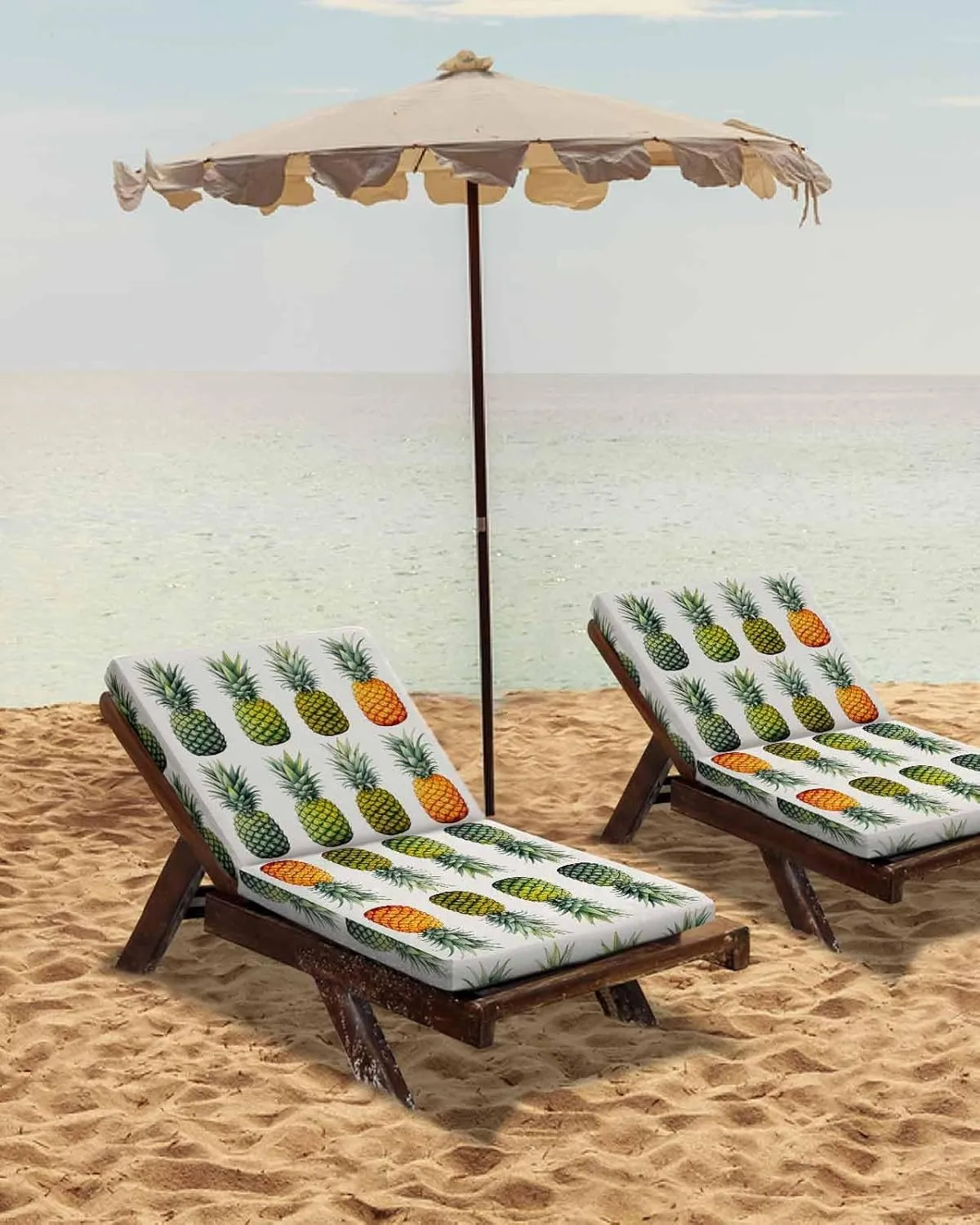 Gradient Pineapple Outdoor Cushion Chair Cover Set of 2 - Waterproof Couch Seat Covers, Watercolor Modern Fruit Patio Furniture Protector Cushions Slipcovers for Sofa/RV, 22"x22"x4"