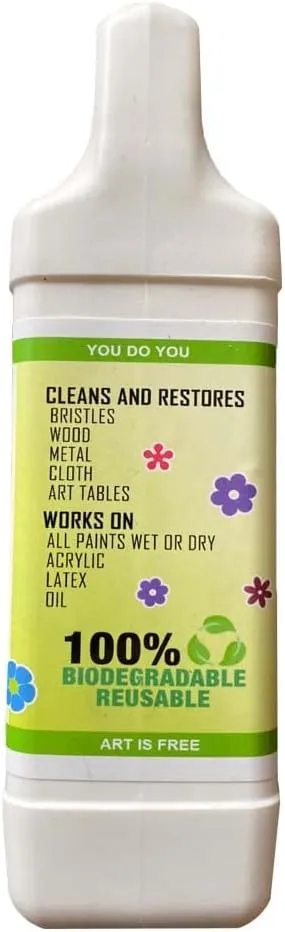 Green Piece® Paint Brush Cleaner and Restorer for Art Paint Brushes - 100% Natural - Non-Toxic - Wet or Dry Paint - No Chemicals - Oil or Acrylic Paints, Wood and Metal - Amazing Power - 18 Oz