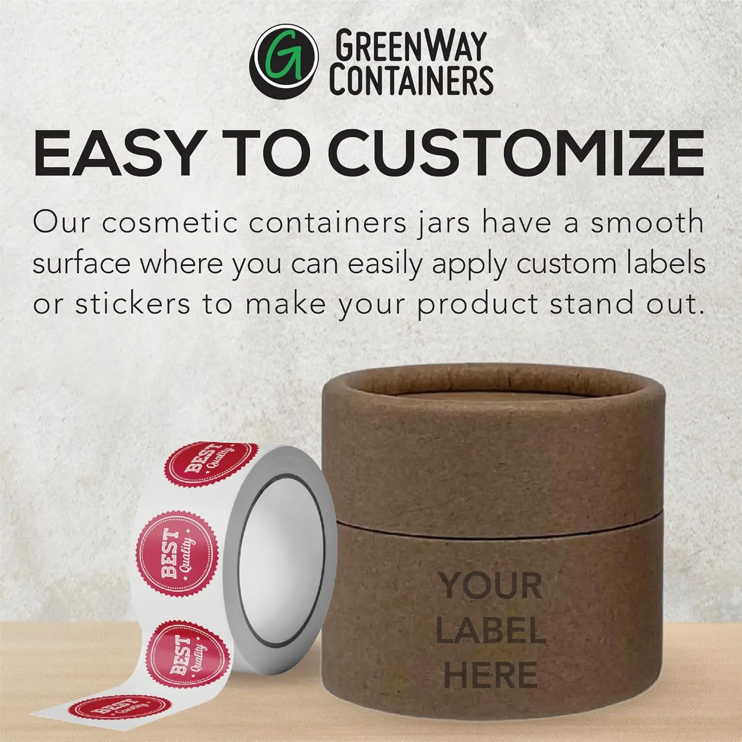 GreenWay 2oz / 60g Kraft Paperboard Empty Jars with Lids - 6 Pack Biodegradable Jars Refillable DIY Cosmetic Containers – Wax Lined Packaging Containers with Snug-Fitting Caps - Black