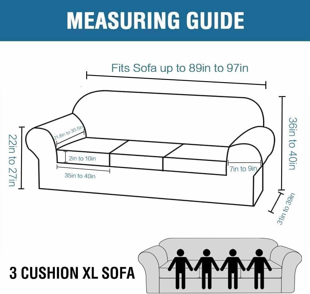 H.VERSAILTEX Velvet 4 Piece High Stretch Sofa Slipcover Cover Furniture Protector Form Fit Luxury Thick Velvet Extra Large Sofa Cover for 3 Cushion Couch Width Up to 97 Inch (XL Sofa, Oatmeal)