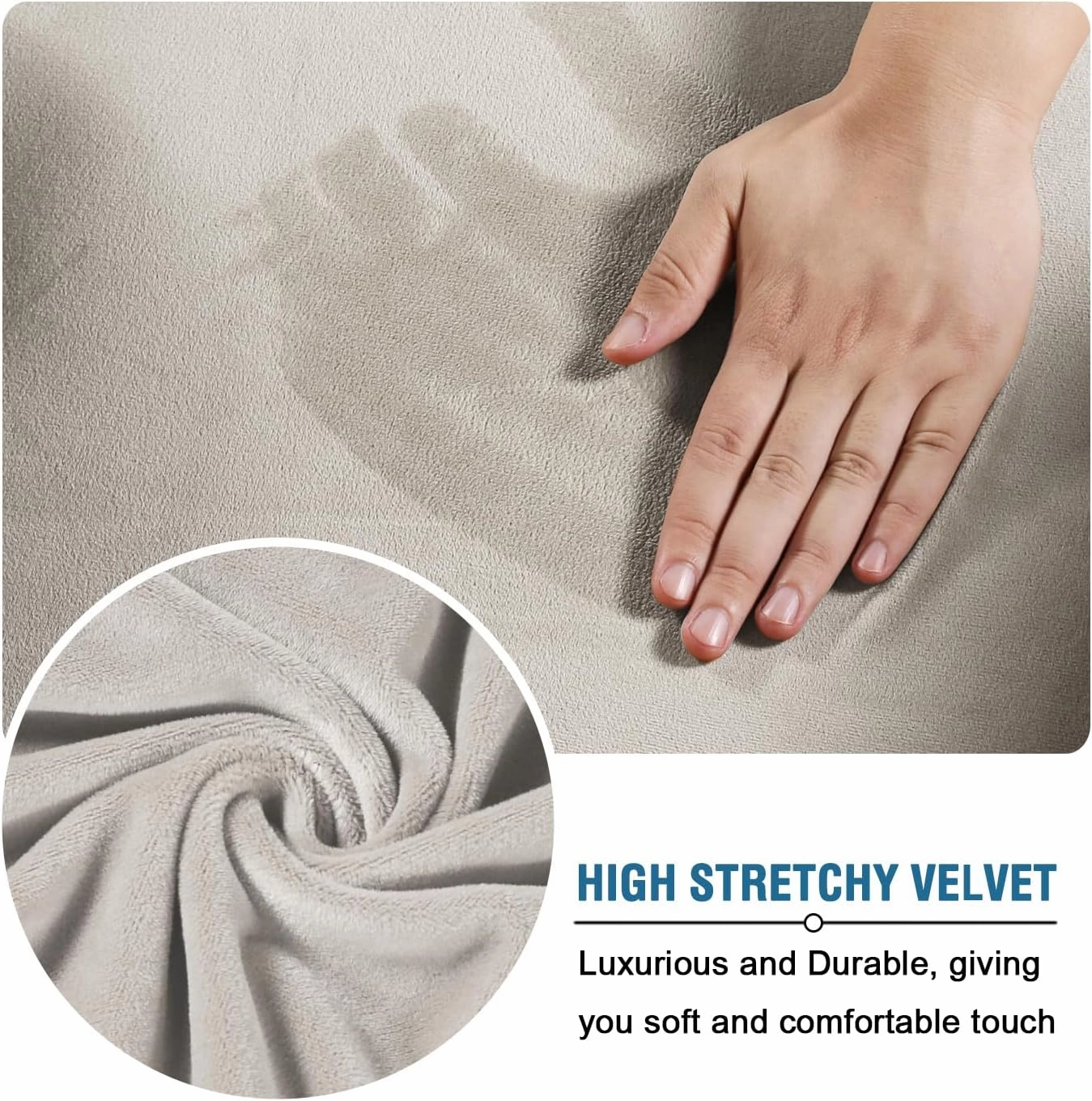 H.VERSAILTEX Velvet 4 Piece High Stretch Sofa Slipcover Cover Furniture Protector Form Fit Luxury Thick Velvet Extra Large Sofa Cover for 3 Cushion Couch Width Up to 97 Inch (XL Sofa, Oatmeal)