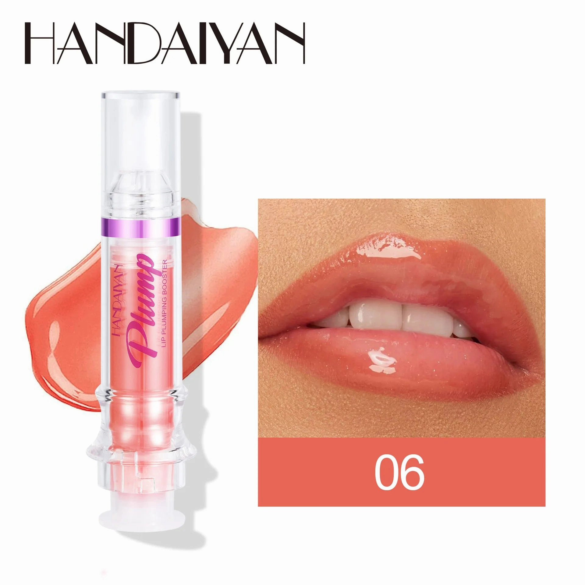 Handaiyan Lip Plumping Booster Sexy Plumper Glitter Red Nude Lipstick Liquid Waterproof Moisturize Oil Lipgloss Makeup