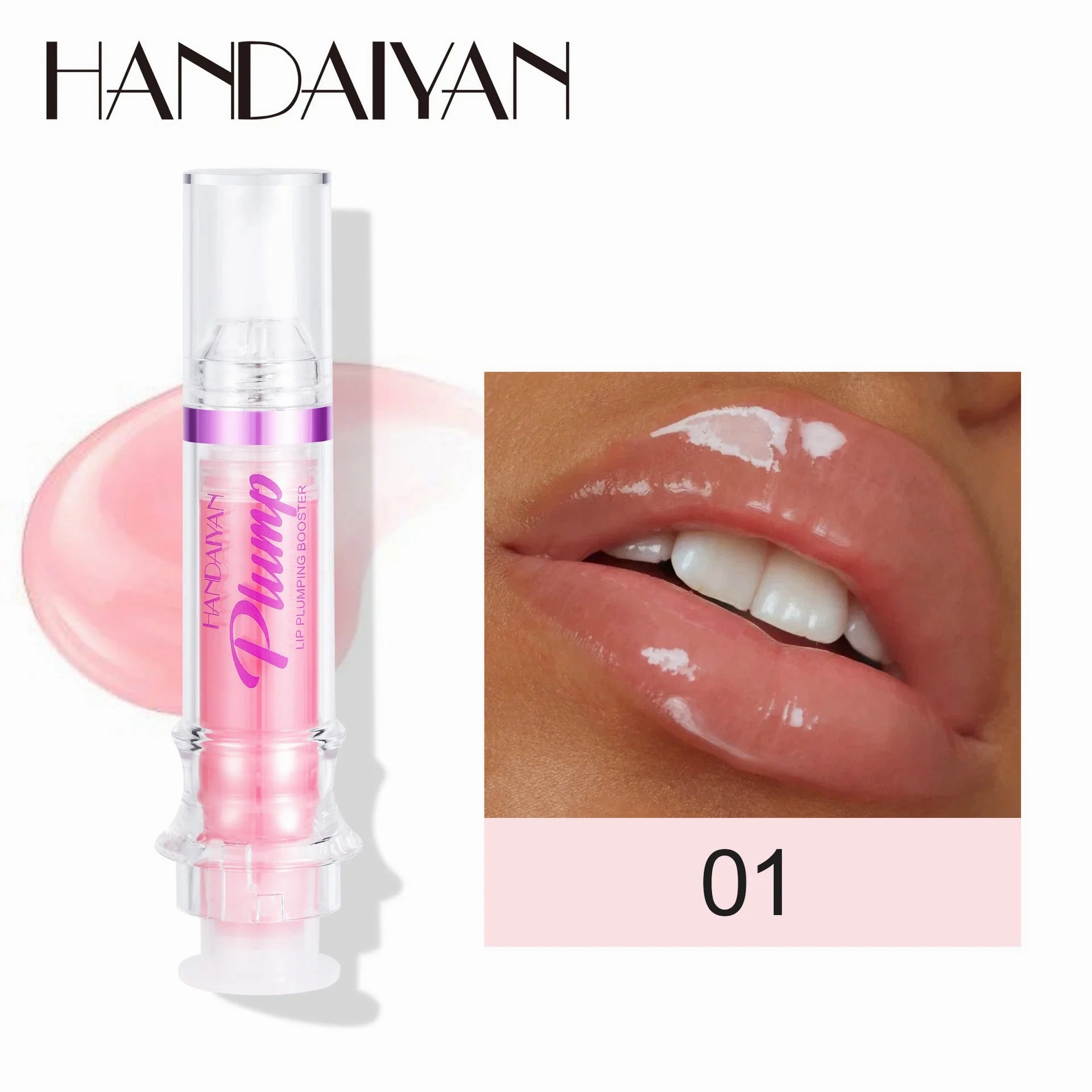 Handaiyan Lip Plumping Booster Sexy Plumper Glitter Red Nude Lipstick Liquid Waterproof Moisturize Oil Lipgloss Makeup
