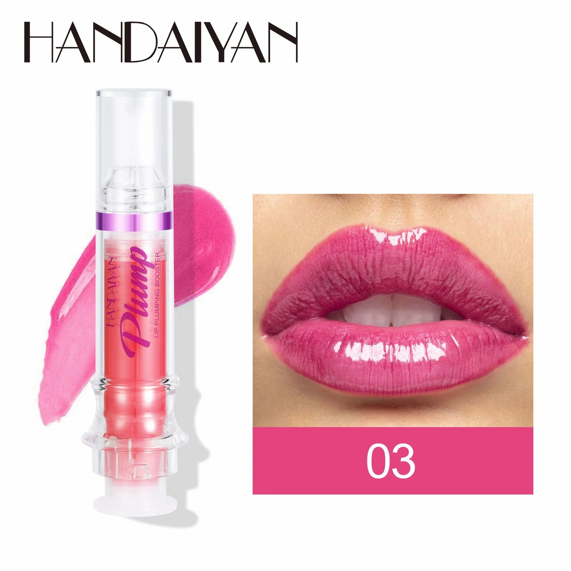 Handaiyan Lip Plumping Booster Sexy Plumper Glitter Red Nude Lipstick Liquid Waterproof Moisturize Oil Lipgloss Makeup